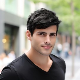 BERRYLION Short Black Mens Wig|Costume Wigs for Men|Synthetic Mens Wigs for Daily Use