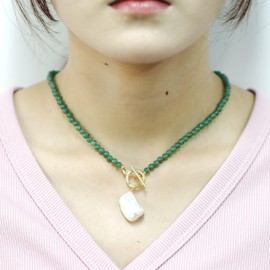 Fukugems Stimulated Baroque Pearl Pendant Necklace for Women Gemstone Beads Necklace, Stone, Quartz