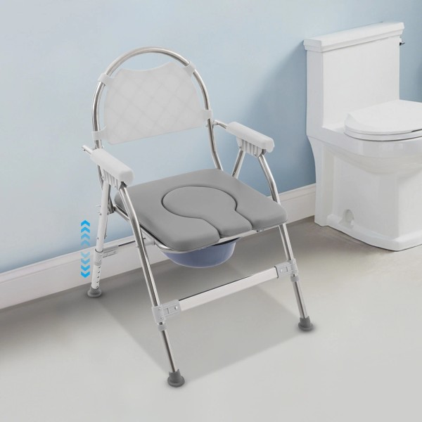 Unbranded Foldable Toilet Chair, Toilet Chair with Padded Seat Plate