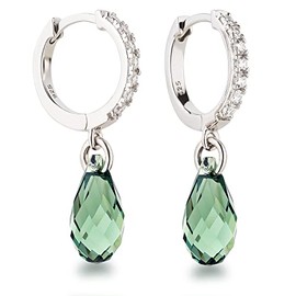 Schöner-SD Hoop Earrings with Crystal Drops 925 Silver, Glass
