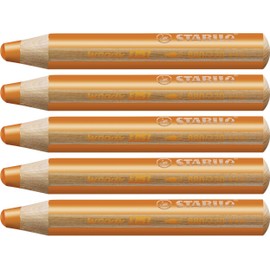 STABILO Woody 3 in 1 Multi Talent Pencil Crayon - Yellowish Orange (Pack of 5)