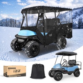 10L0L Universal Golf Cart Cover 4 Passenger Compatible with Yamaha, EZGO, Club Car Models- 94’’ Roof Fit, Golf Cart Cover Waterproof 600D Material Windproof Transparent on 4 Sides