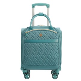 Verage 18x14x8in Spinner Underseat Carry-On Luggage -Airplane Personal Item Bag, USB A&C Charging Port, Padded Laptop Pocket & Wet/Dry Compartments for Women, Misty Aqua