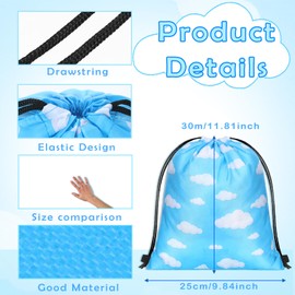 12 Pieces Clouds Drawstring Bags Toy Cartoon Story Gift Bags Blue Sky White Clouds Drawstring Backpacks Goodie Storage Bags for Clouds Party Favors Kids Girls Birthday Party Supplies Travel