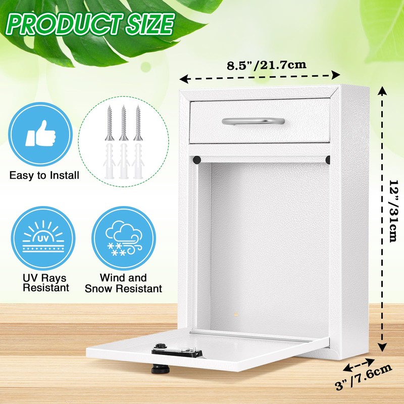 Yaocom Wall Mount Mailbox with Combination Lock Large Locking Security