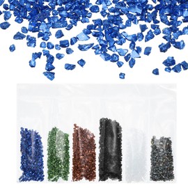 uxcell 6 Colors Crushed Glass Glitters 2-4mm Irregular Chips Sequins Metallic Chunky Glitters Stones for Resin Art, Nail Craft (Blue/Green/Gold/Black/Transparent/Gradient AB, 1.06oz/30g)