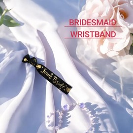 6 PCS Wrist Ties,Hot Stamping Elastic Bridesmaid Corsage Bracelets,for Prom,Bachelorette Party Favors,Ponytail Holders,Accessories for Women,Girls