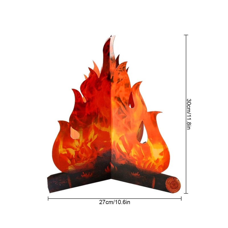 2 Pack 3D Cardboard Campfire Centerpieces with Jagged Flames and