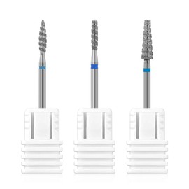 ANRUI Nail Cutter Attachments, 3 Pieces Diamond Carbide Nail Cutter Bits with Diamond Spiral Grooves, 3/32 Inch Cutter Attachments for Nail Preparation, Removal of Cuticles and Dead Skin