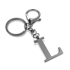 LAXPICOL Black Keychain Letter L Keychains for Women Men Bag Charms Purse Charms For Handbags Metal Alphabet Initial Letter Key Ring Keychain