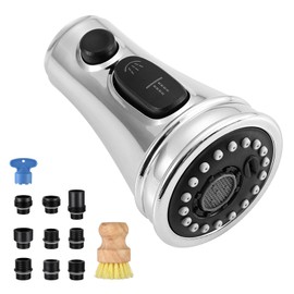 Kitchen Faucet Head Replacement with 9 Adapters, 3-Function Pull Down Faucet Head Attachment, Pull Out Kitchen Faucet Spray Nozzle