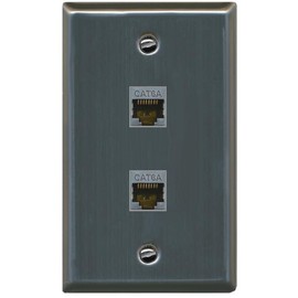 RiteAV 2 Port Cat6A Wall Plate - Flat [Stainless Steel]