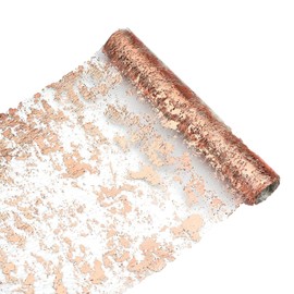 Table Runner,Sparkling Tulle Roll with Gold Foil 28cm x 10M Shiny Netting Table Centre Piece Decorations Glitter Gift Floral Wrapping Paper Rolls For Birthday Party Wedding Table Decoration Rose