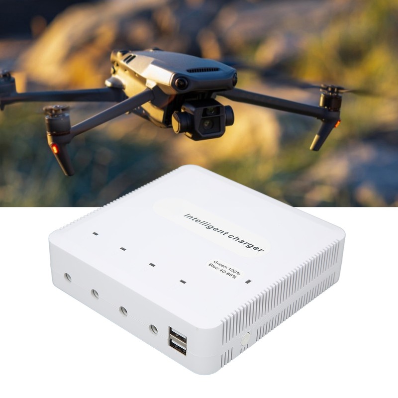 Intelligent Battery Charger with 4 Battery Ports 2 USB Ports