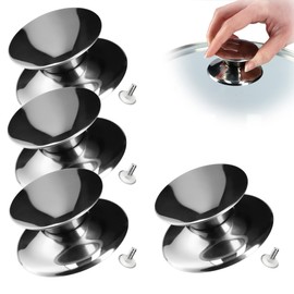 KADAX Pot Lid Handle, Plastic and Stainless Steel Fireproof Lid Knob, Universal Grab Handle for Pot Lid, Pot Lid Knob for Glass Lids (4 Pieces, Silver)