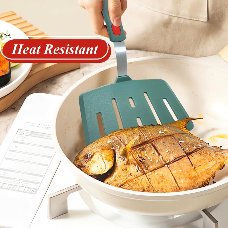 Silicone Spatula Turner, Heat Resistant Pancake Spatulas for Nonstick Cookware