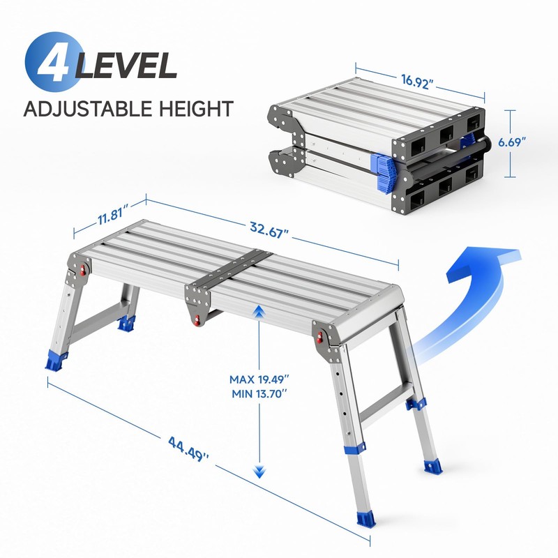 Loyoda Folding Work Platform for Adults, Aluminum Foldable Step Stool