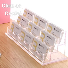 SANRUI Acrylic Business Card Holder for Desk,Name Card Display Holder,Office Clear Business Card Display Stand 3 Tiers,Fits About 450 Business Cards