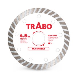 Trabo 4.5 Inch Turbo Rim Diamond Metal Bond Blade for Cutting Cement, Pavers, Concrete with Rebar, Natural Stone and More, with 7/8 Inch Arbor with 5/8 Inch Reducer Ring
