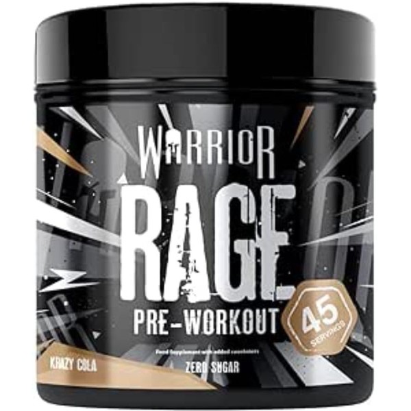 Warrior Rage Pre Workout Powder 392g - High Caffeine Energy & Focus - 45 Servings - Krazy Cola | Warrior Supplements