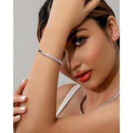 Lulu Mel 18K Gold Plated Tennis Bracelet for Women Men, 3/4/5mm Iced Out 5A Cubic Zirconia Classic Tennis Chain Bracelets 7 Inches 8 Inches, Diamond Tennis Bracelet Lady Fashion Jewelry, 7 Inches,