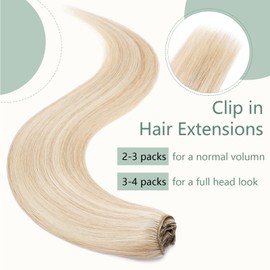 Clip in Hair Extensions Real Human Hair Ash Blonde mix Bleach Blonde Hair Extensions Clip in 8PCS, 08 Inch 45g Real Remy Hair Seamless Thin Weft Clip Hair Extension Clip in Human Hair Extensions