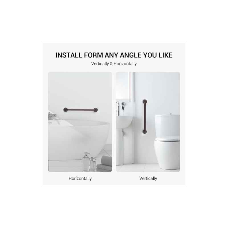 2 Pack Grab Bars for Wall Oil Brown, Safety Shower