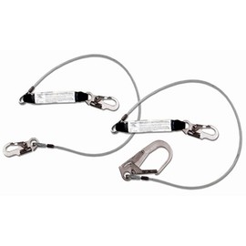 Guardian Fall Protection 01243 6-Foot Double Leg Cable Lanyard with Rebar Hook and Shock Absorber