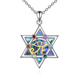 VONALA Star Of David Necklace 925 Sterling Silver Chakra Pendant Necklace Eye Of Horus Jewelry Gifts For Women Friend
