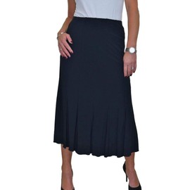 icecoolfashion Women's Smart Maxi Lined Flare Panel Fishtail Midi Skirt Day Workwear Business Office Evening Navy Blue 10-22 (XL)