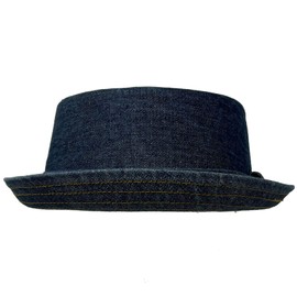 Sombrero para hombre de algodón para todas las estaciones Porkpie Boater Derby Fedora Sun, azul Denim, Small-Medium