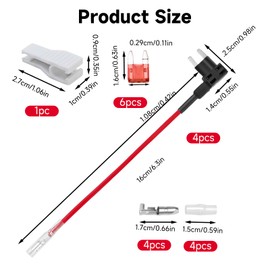 4PCS 12V 24V Add-a-Circuit Micro 2 Fuse Tap Kit – Piggyback Blade Holder with 16AWG Wire Harness, Fuse Puller & 6PCS Micro 2 Blades (5A 10A 15A), Dual Slot Adapter for Car, Van, Truck Accessories