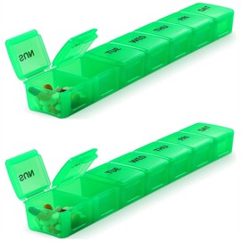 Boinesnaw Pill Organizer 2P Green XL Extra Large Weekly and Daily Pill Cases