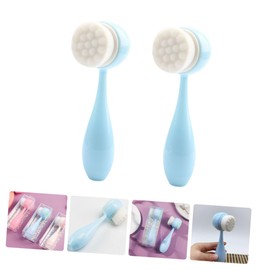 Housoutil 2pcs Double-sided Face Cleaning Brush Gentle Exfoliating Pore Cleansing Brushes for Daily Facial Care Lightweight and Portable for Travel Use for All Skin Types
