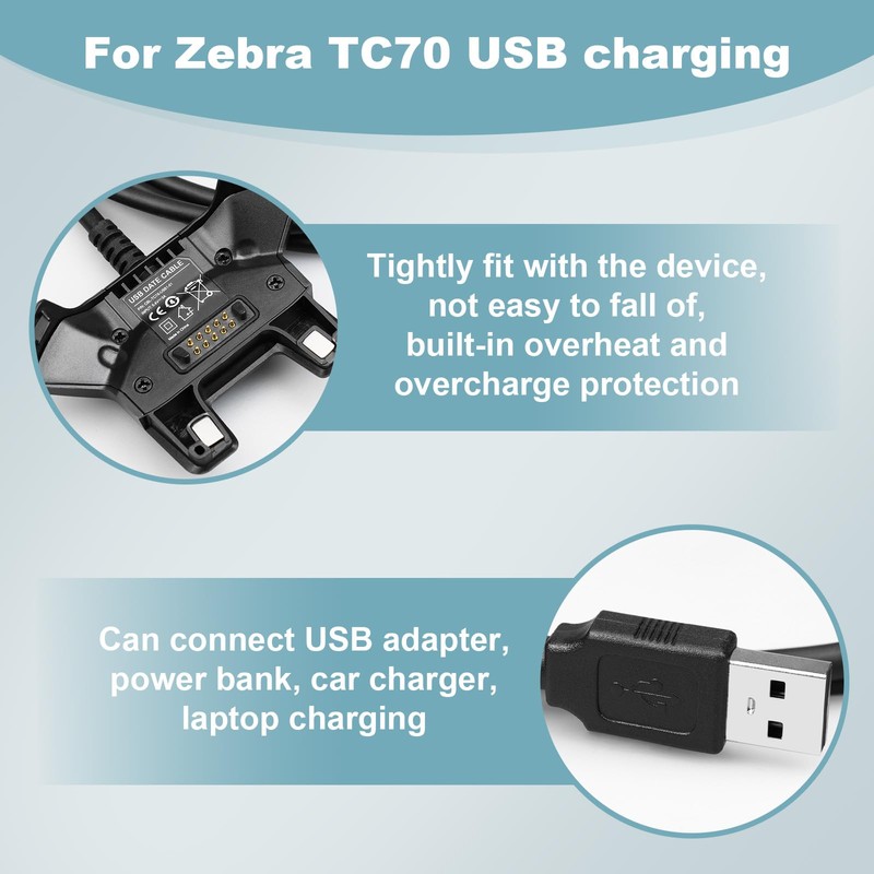 for Zebra Scanner TC77 USB Charger Cable: USB Charging Data