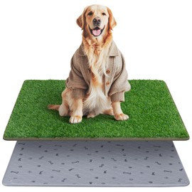Dog Grass Mat with Pee Pad, Artificial Indoor Turf Grass Potty Training Pads for Dogs Tray Doggies Washable Reusable Puppy Pads Leakproof Pee on Outdoor Patio Balcony Apartment(39x31.49'')