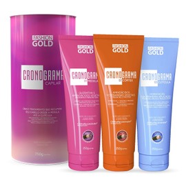 Kit Cronograma Capilar Fashion Gold 3 Pasos | Tratamiento Regenerador y Reconstructor, Actúa en Médula, Cortex y Cutícula, Hidratación y Nutrición Intensa