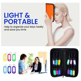 Ehoehu Key Organizer, Zippered Key Case, Fireproof and Waterproof Key Binder with 12 Hooks and Tags Portable Key Storage Book for Offices Real Estate Agencies Hotels and Rental Management