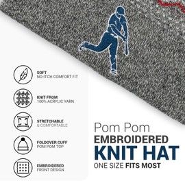 ChalkTalkSPORTS Baseball Knitted Beanie Hat | Home Run Baseball Pom Beanie