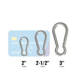Gupermac (Made in USA) Stainless Steel Carabiner Spring snap Hook Clip mosqueton Acero inoxidable Carabiner Marine Grade Heavy Duty Large Different Sizes inch Heavy Duty Carabiner Large (3'' Inch, 6)