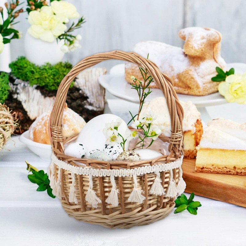 2 Pack Small Wicker Picnic Basket with Handle Wicker Rattan