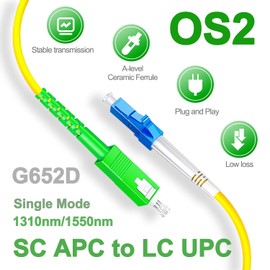 5Pcs 0.3 Meter Fiber Optic Patch Cord SC APC to LC UPC, Simplex Single Mode Fiber Cable Jumper OS2 G652D 9/125μm, 1310nm/1550nm LSZH 3.0mm