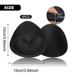 UILYNIU 3 Pairs of Bra Inserts, Bra Inserts, Removable Sports Bra Pads, Breathable Sponge Bra Push-Up Pads, Triangular Breathable Bra, Reusable (Black), black