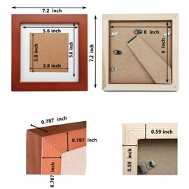 ZXT-parts Brown 6x6 Picture Frames with 4x4 Opening Mat.Brown 6x6 Square Photo Frame. Solid Wood, Perspex Panel, The Table or The Wall.Protective Film Must be Removed.