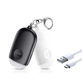 Safesound Personal Alarm Siren Song 2 Pack - 130dB Self Defense Alarm Keychain with Emergency LED Flashlight - Security Personal Protection Devices for Women Girls Kids Elderly（Black&White）