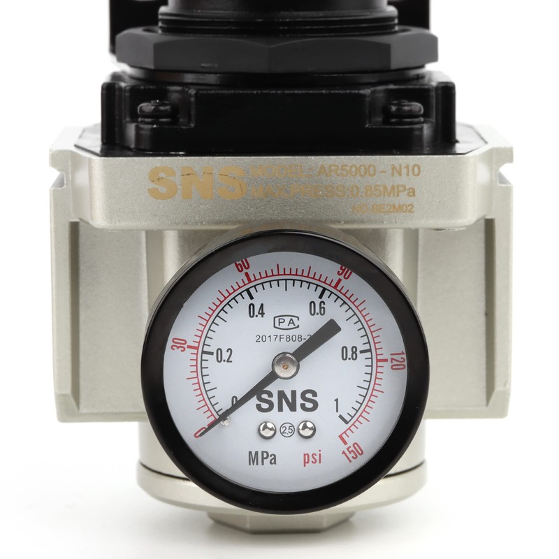 SNS Air Compressor Pressure Regulator With Bracket and Gauge Female