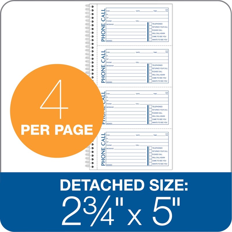 TOPS Phone Message Pad Call Book, Carbonless Paper 2 Part,