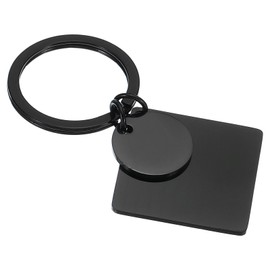 PATIKIL 1Pcs Metal Stamping Blanks, Metal Keychain Blanks Square Stamping Tags Blanks Stainless Steel DIY Round Name Tag for Laser Engraving, Black