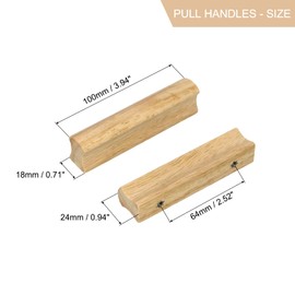 sourcing map 2Pcs Wood Drawer Pulls Handles with Screws Set 64mm/2.52" Hole Spacing Unfinished Beech Wood Cabinets Drawer Knobs Pull Handles for Kitchen Cabinets Dresser Furniture