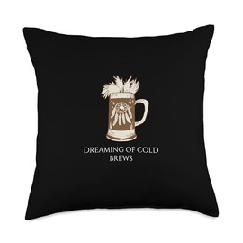 Dreaming Of Cold Brews Beer Mug Design Throw Pillow